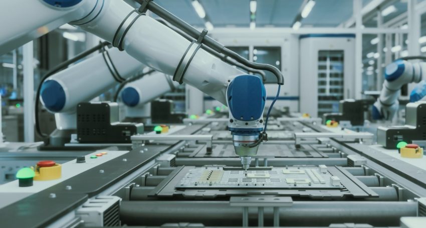 Automated manufacturing line representing RFID-enabled production visibility
