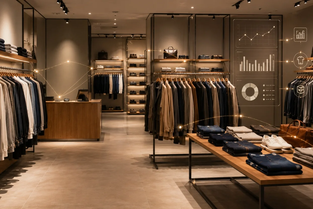 Retail store representing RFID-enabled inventory visibility and connected commerce