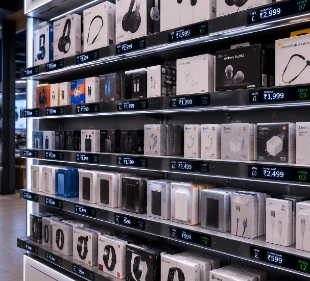 Skanixa ZX-SH RFID smart shelf monitoring products in a retail display